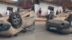 Viatura da PM capota durante ação em Salvador