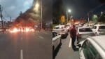 Ônibus incendiado e engarrafamento de 4 km na Av. Paralela