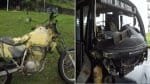 Motocicleta explode após colisão com micro-ônibus em Salvador