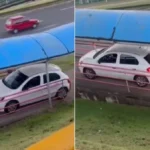 Carro entra em passarela de pedestres em Salvador