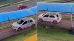 Carro entra em passarela de pedestres em Salvador
